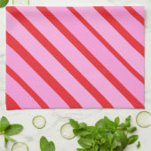 Roze en rode diagonale strepen theedoek (Gevouwen)