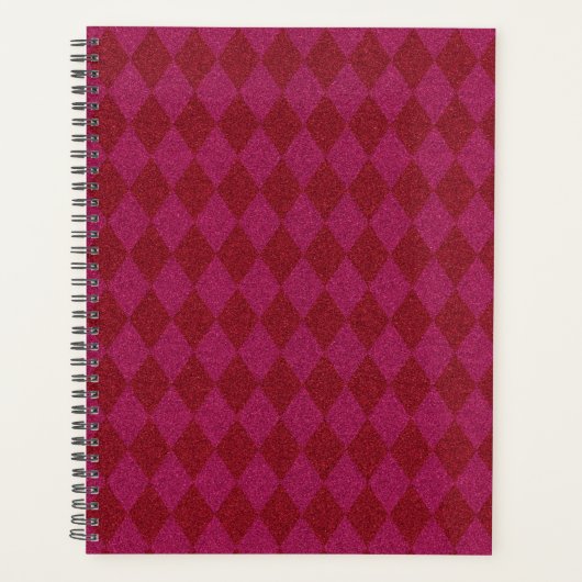 Roze en rode diamanten glitter planner (Voorkant)