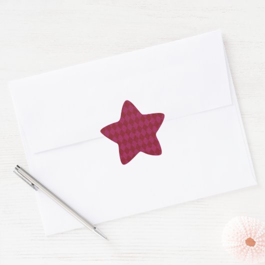 Roze en rode diamanten glitter ster sticker (Envelop)