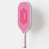 Roze en rode drieletterige monogram pickleball paddle (Links)