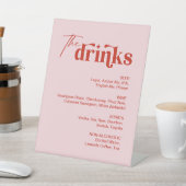 Roze en Rode Drink Menu Bruiloft Bar Reclamebord Met Voetstuk (Insitu)