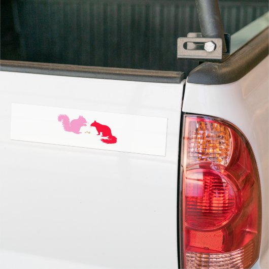 Roze en rode eekhoorns bumpersticker (Op Truck)