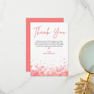 Roze en Rode Een Klein Schatje Baby Shower  Bedankkaart