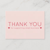 Roze en Rode Eenvoudige Matig Dank u Visitekaartje (Voorkant)