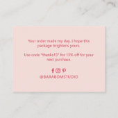 Roze en Rode Eenvoudige Matig Dank u Visitekaartje (Achterkant)