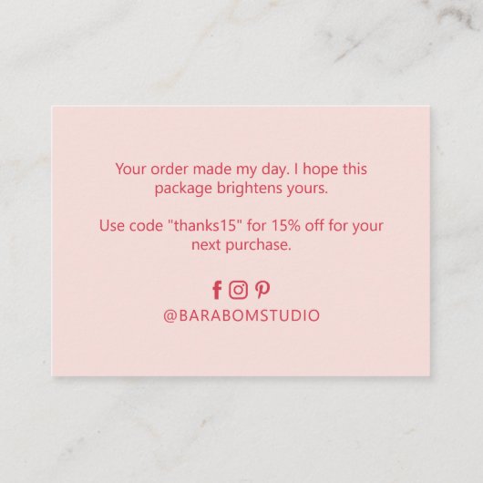 Roze en Rode Eenvoudige Matig Dank u Visitekaartje (Achterkant)