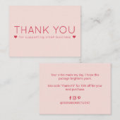 Roze en Rode Eenvoudige Matig Dank u Visitekaartje (Voorkant / Achterkant)