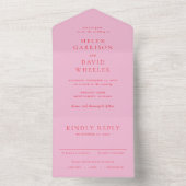 Roze en Rode Elegante Klassieke Bruiloft All In One Uitnodiging (Binnen)