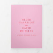 Roze en Rode Elegante Klassieke Bruiloft Drieluik Uitnodiging (Cover)