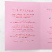 Roze en Rode Elegante Klassieke Bruiloft Drieluik Uitnodiging (Binnenzijde eerst)