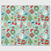 Roze en rode feestdag kerst cadeaupapier (Vlak)