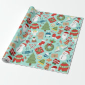 Roze en rode feestdag kerst cadeaupapier (Uitgerold)