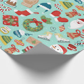 Roze en rode feestdag kerst cadeaupapier (Hoek)