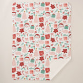 Roze en rode feestdag kerst sherpa deken (Voorkant)