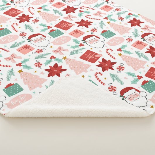 Roze en rode feestdag kerst sherpa deken (3/4)