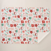 Roze en rode feestdag kerst sherpa deken (Voorkant (horizontaal))