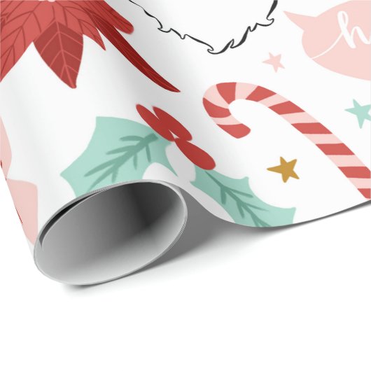 Roze en rode feestdag kerstinslag cadeaupapier (Rol Hoek)