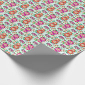 Roze en rode  Floral Pattern Cadeaupapier (Hoek)