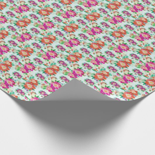 Roze en rode  Floral Pattern Cadeaupapier (Hoek)