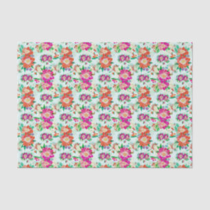Roze en rode  Floral Pattern Tissuepapier