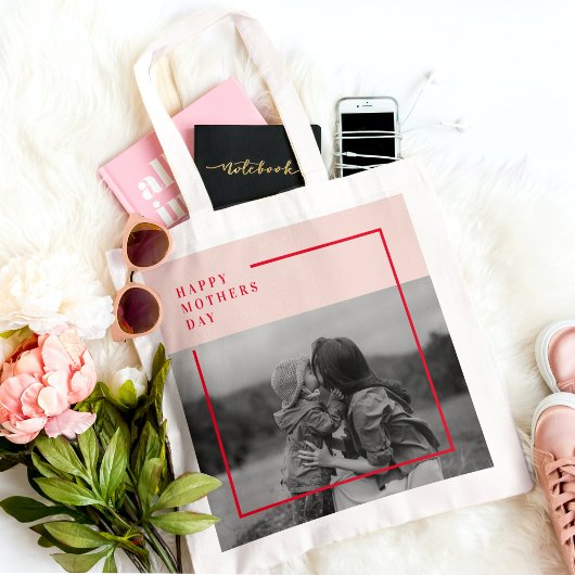 Roze en Rode Foto Moederdag Cadeau Tote Bag
