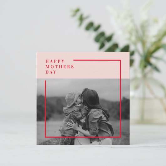 Roze en Rode Foto Moederdag Gift (Staand voorkant)
