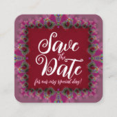 Roze en rode fractale gelaatspoeling Sla de datumk Vierkante Visitekaartje (Voorkant)