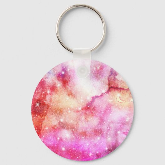 Roze En Rode Galaxy Patroon Sleutelhanger (Voorkant)
