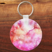 Roze En Rode Galaxy Patroon Sleutelhanger (Voorkant)