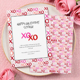 Roze en Rode Galentines XOXO Moderne Beste Vriendi Feestdagenkaart
