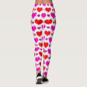 roze en rode gekleurde liefdesharten Leggings (Achterkant)