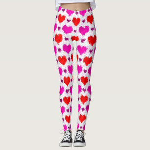 roze en rode gekleurde liefdesharten Leggings