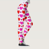 roze en rode gekleurde liefdesharten Leggings (Rechts)