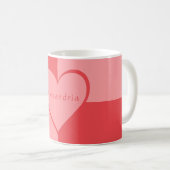 Roze en Rode Gepersonaliseerde Hart Koffiemok (Voorkant rechts)