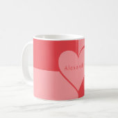 Roze en Rode Gepersonaliseerde Hart Koffiemok (Voorkant links)