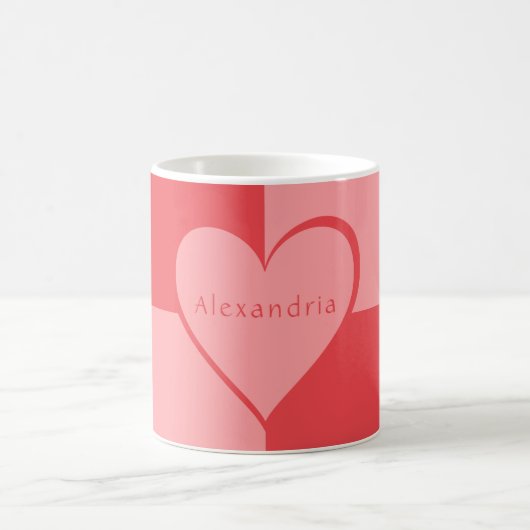 Roze en Rode Gepersonaliseerde Hart Koffiemok (Center)