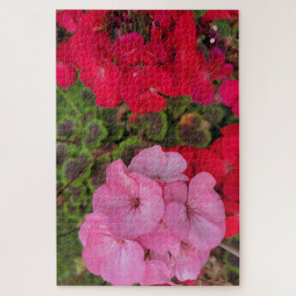 Roze en rode geranium legpuzzel