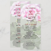 Roze en Rode Geranium Trouwprogramma Programmakaart (Voorkant / Achterkant)
