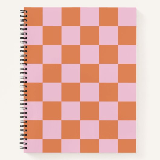 Roze en Rode Geruite Spiraal Notebook Notitieboek (Voorkant)
