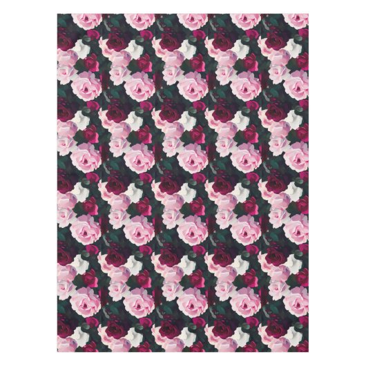 Roze en rode geschilderde rozen tafelkleed (Voorkant)