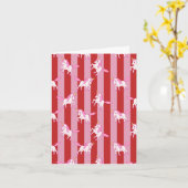 Roze en rode gestreepte eenhoorn kaart (Gele Bloem)