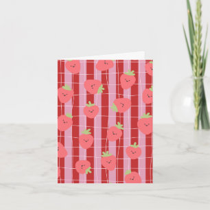 Roze en rode gestreepte kaart, met aardbeien kaart