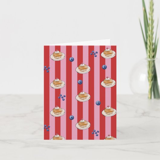 Roze en rode gestreepte kaart met cakepatroon (Voorkant)