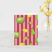 Roze en rode gestreepte kaart met fruitpatroon (Gele Bloem)