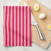 Roze en rode gestreepte keukenhanddoek (Quarter Fold)