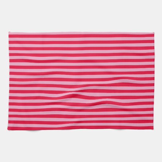Roze en rode gestreepte keukenhanddoek (Horizontaal)