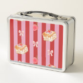Roze en rode gestreepte ontwerpen met cakepatroon (Achterkant)