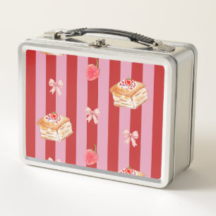 Roze en rode gestreepte ontwerpen met cakepatroon