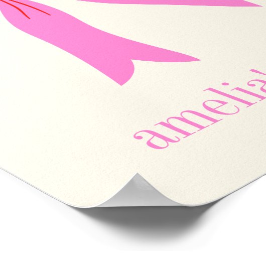 Roze en Rode Girly Coquette Bow Gepersonaliseerde Poster (Hoek)