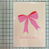 Roze en Rode Girly Coquette Bow Gepersonaliseerde Poster